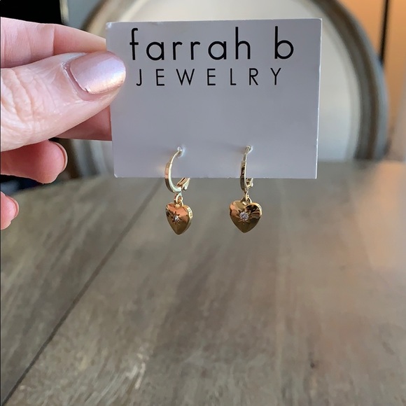 Gold Heart Huggie Earrings Farrah B Jewelry - Picture 2 of 3